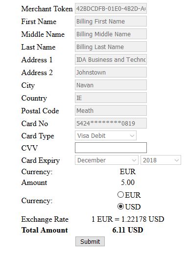Sample Hosted Payments Page (DCC) Form (Future transaction)