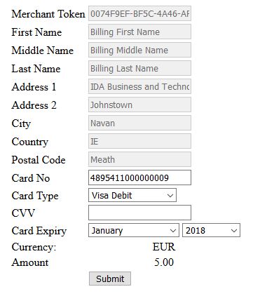 Sample Hosted Payments Page Form (First transaction)